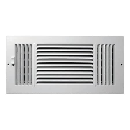 Tool Time C103M14X06 Steel 3-Way Supply Wall & Ceiling Register  White - 14 x 6 in. TO716523